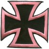 Iron Cross Pink on Black small Patch