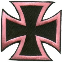 Iron Cross Pink on Black small Patch