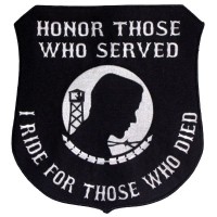 Honor Those-I Ride for Those Who Died Wht on Blk Lg patch