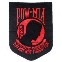 POW MIA Lg Red on Black Patch