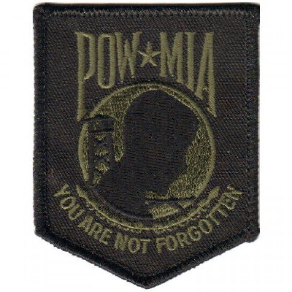 POW MIA You are not Forgotten Sm OLIVE ON BLACK Patch POW MIA You are not Forgotten Sm OLIVE ON BLACK Patch