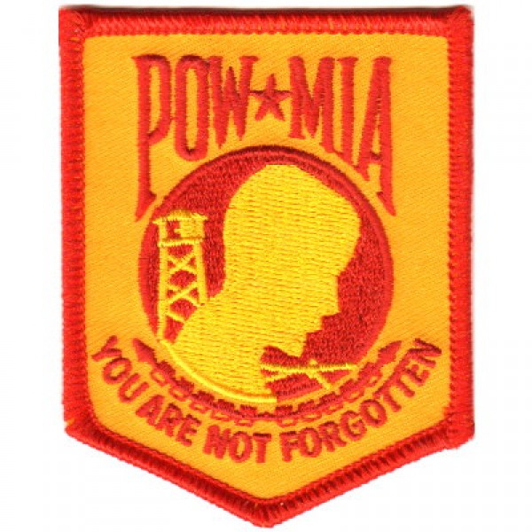 POW MIA You are not Forgotten Sm RED ON YELLOW-GOLD Patch POW MIA You are not Forgotten Sm RED ON YELLOW-GOLD Patch