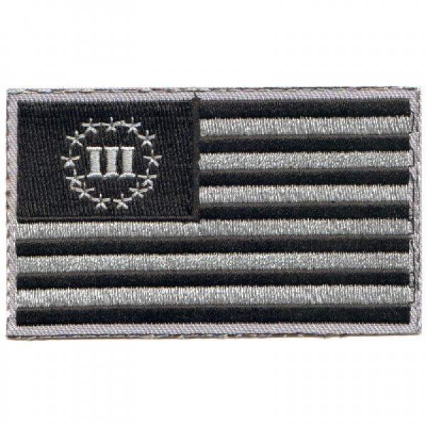 US Flag- 3 Percent- Blk & Silver US Flag- 3 Percent- Blk & Silver